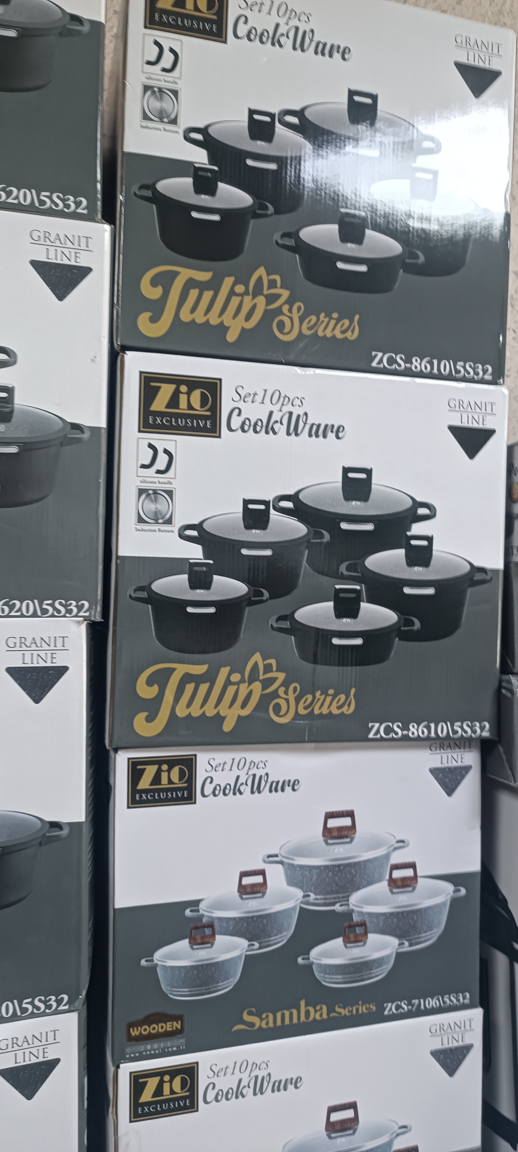 سرویس قابلمه 10 پارچه گرانیتی زیو طرح ژولیپ مدل ZCS_8610_32