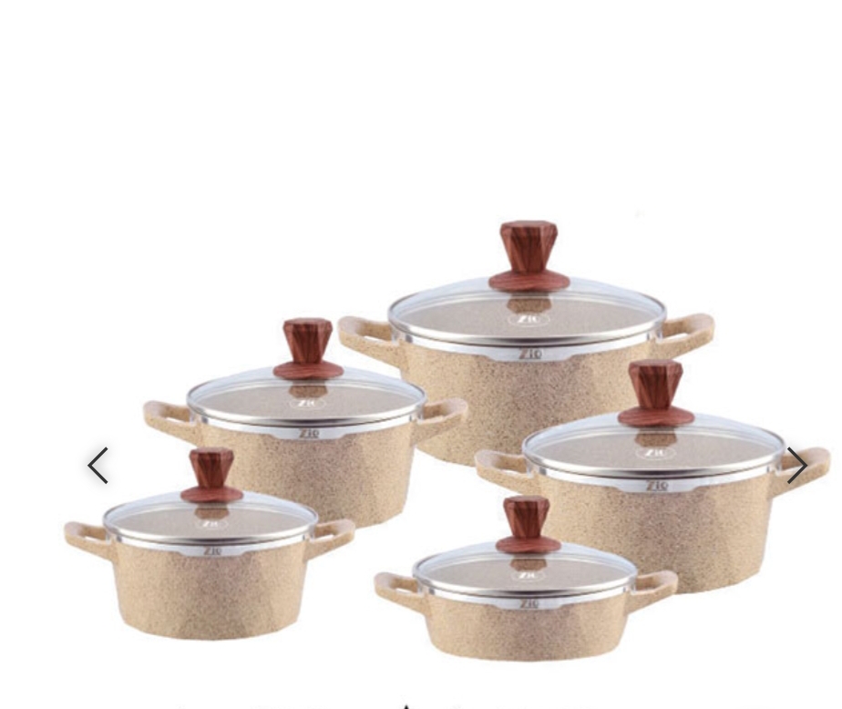 سرویس قابلمه گرانیتی 10 پارچه زیو مدل Z-7180 طرح میلانو