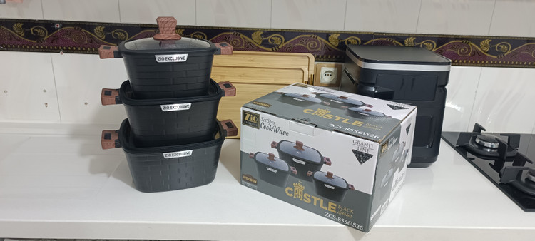 سرویس قابلمه ۶ پارچه گرانیتی مربع آجری زیو مدل ZCS_85۵6_22